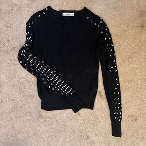 Zara Black Embellished Women's Top
